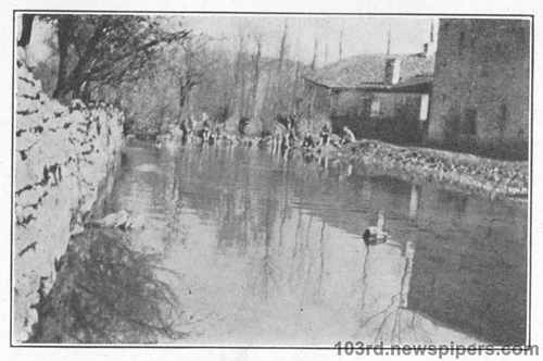 Men bathing on the hike from Bar-sur-Aube at St. Blaise